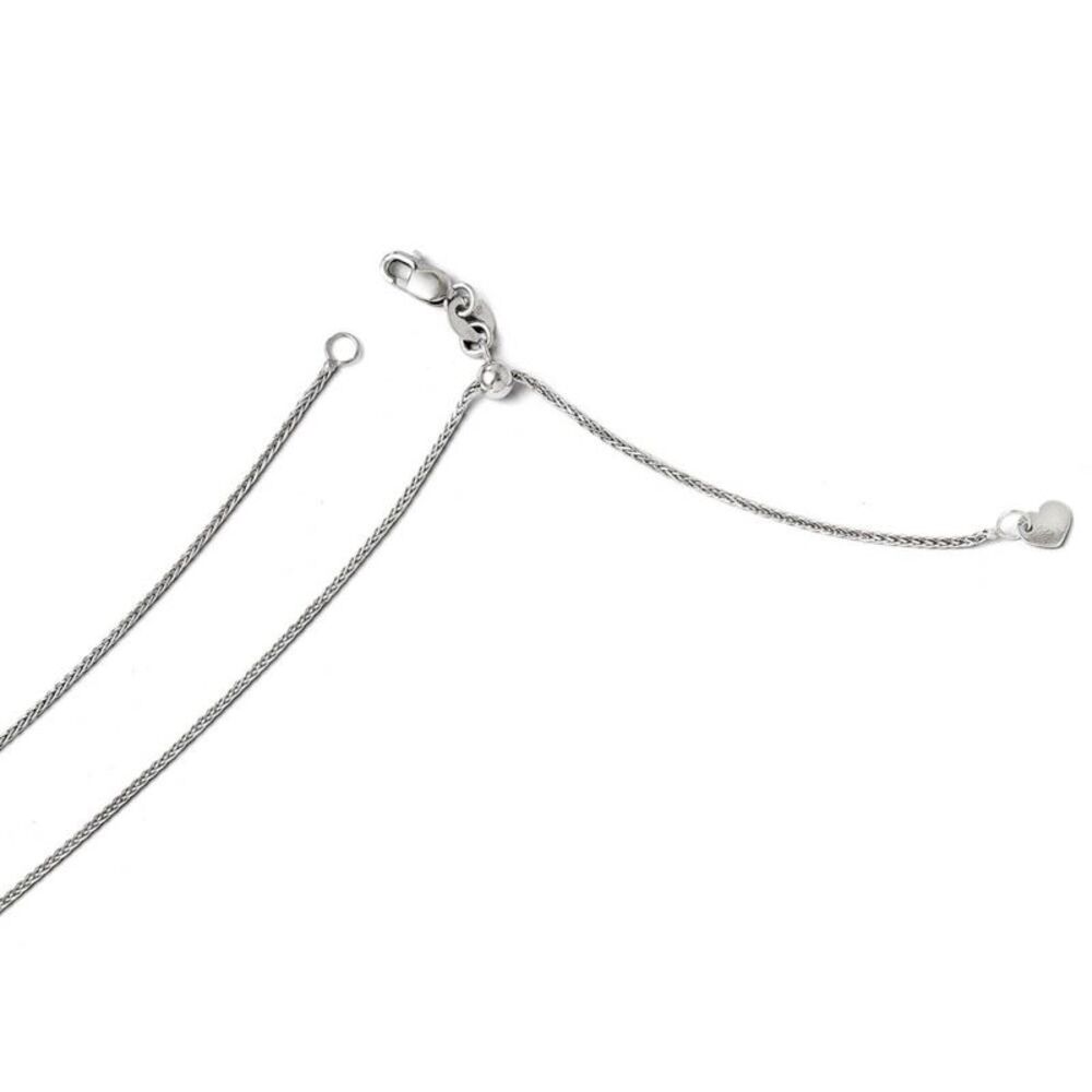 1mm 14k White Gold Adjustable Diamond Cut Wheat Chain, 30 Inch